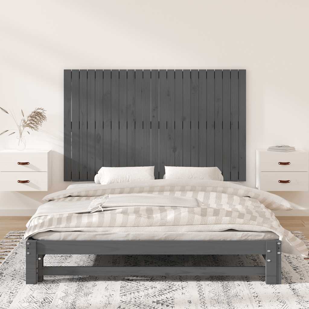 Vidaxl wandhoofdbord 147x3x90 cm massief grenenhout grijs