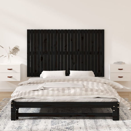 Vidaxl wandhoofdbord 147x3x90 cm massief grenenhout zwart
