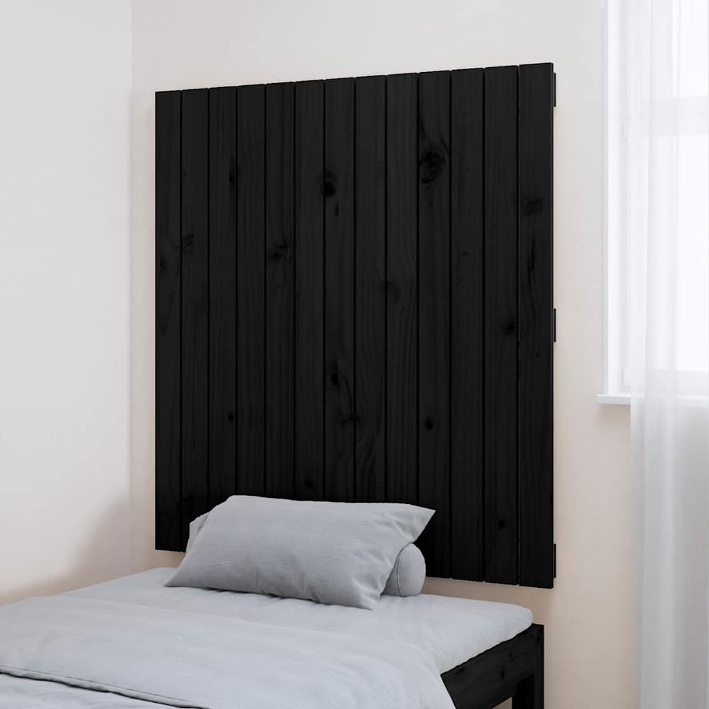 Vidaxl wandhoofdbord 82,5x3x90 cm massief grenenhout zwart