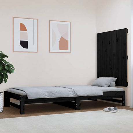 Vidaxl wandhoofdbord 82,5x3x90 cm massief grenenhout zwart