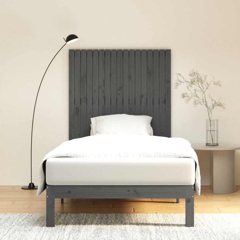 Vidaxl wandhoofdbord 108x3x110 cm massief grenenhout grijs
