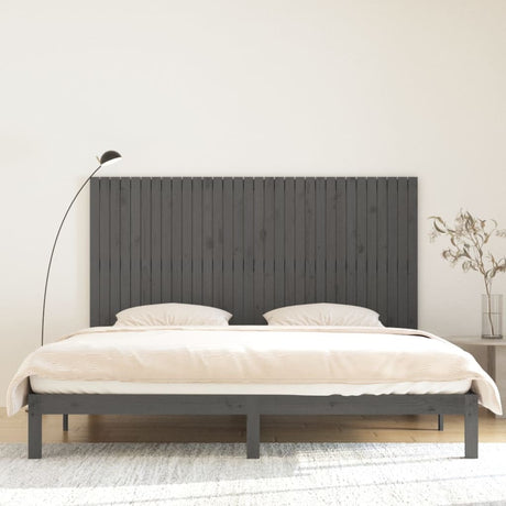 Vidaxl hoofdbord wandmontage 204x3x110 cm massief grenenhout grijs