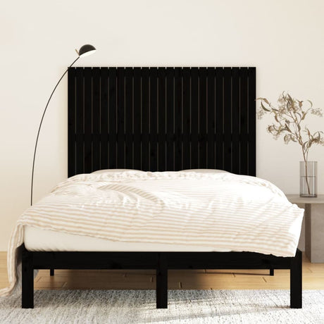 Vidaxl wandhoofdbord 146,5x3x110 cm massief grenenhout zwart