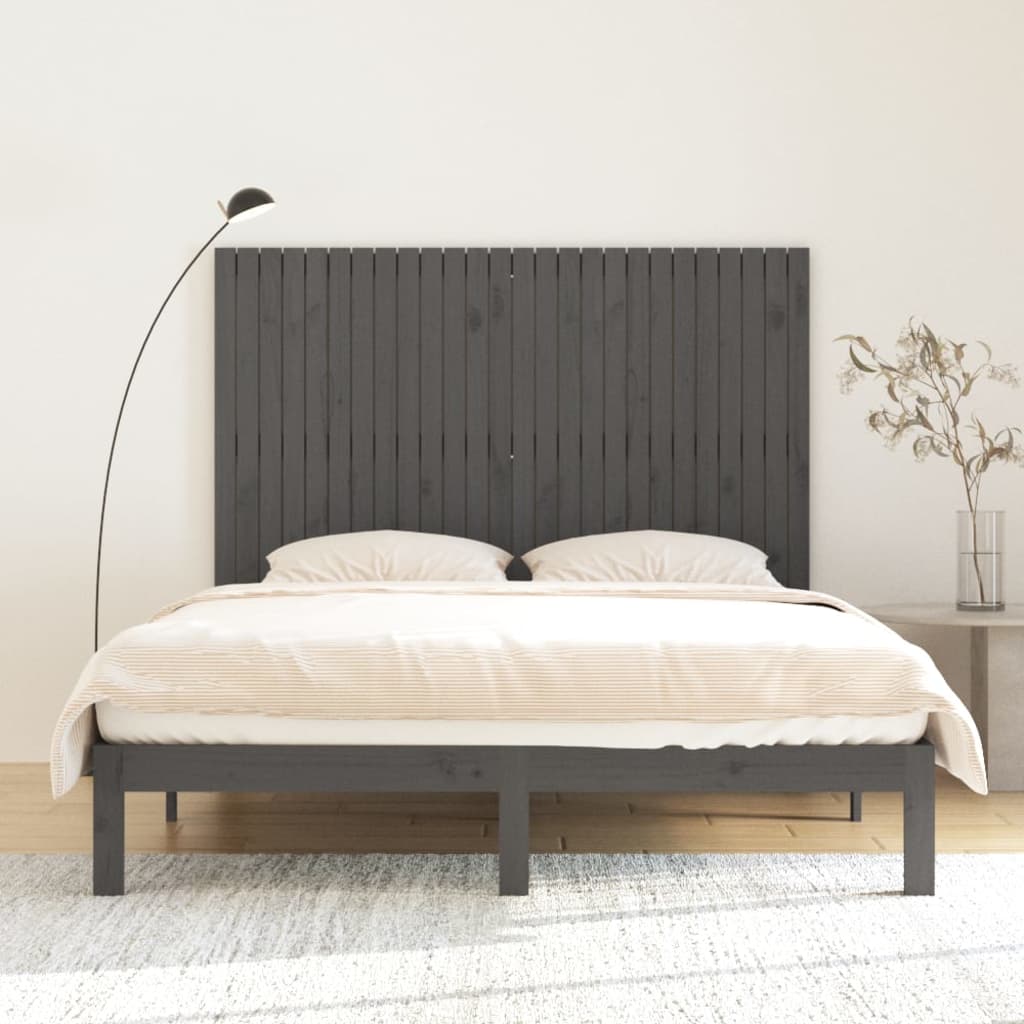 Vidaxl wandhoofdbord 166x3x110 cm massief grenenhout grijs