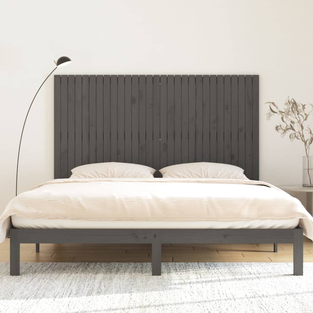 Vidaxl wandhoofdbord 185x3x110 cm massief grenenhout grijs