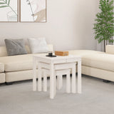 Vidaxl tafeltjesset 3 st massief grenenhout wit
