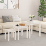 Vidaxl tafeltjesset 3 st massief grenenhout wit