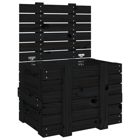 Vidaxx Aufbewahrungsbox 58x40,5x42 cm massives Kiefernholz schwarz