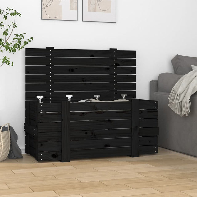 Vidaxx Aufbewahrungsbox 91x40,5x42 cm massives Kiefernholz schwarz