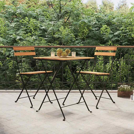 Vidaxl opklapbare stoelen, 2 stuks, massief teakhout en staal