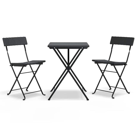 Vidaxl bistroset inklapbaar 3 st poly rattan zwart