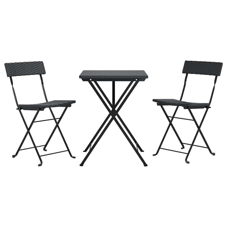 Vidaxl bistroset inklapbaar 3 st poly rattan zwart