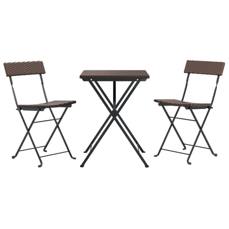 Vidaxl 3-delige bistroset inklapbaar poly rattan bruin