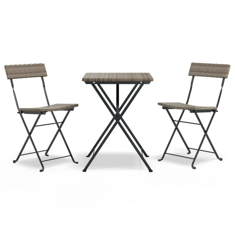 Vidaxl 3-delige bistroset inklapbaar poly rattan grijs