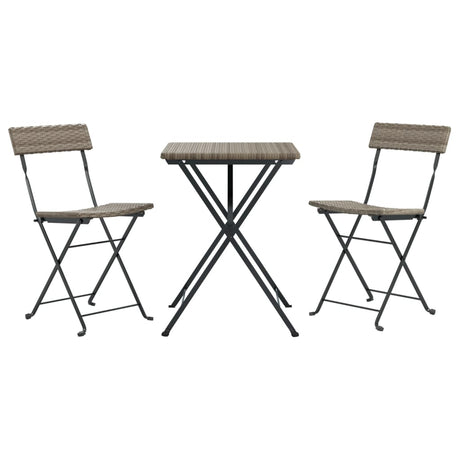 Vidaxl 3-delige bistroset inklapbaar poly rattan grijs