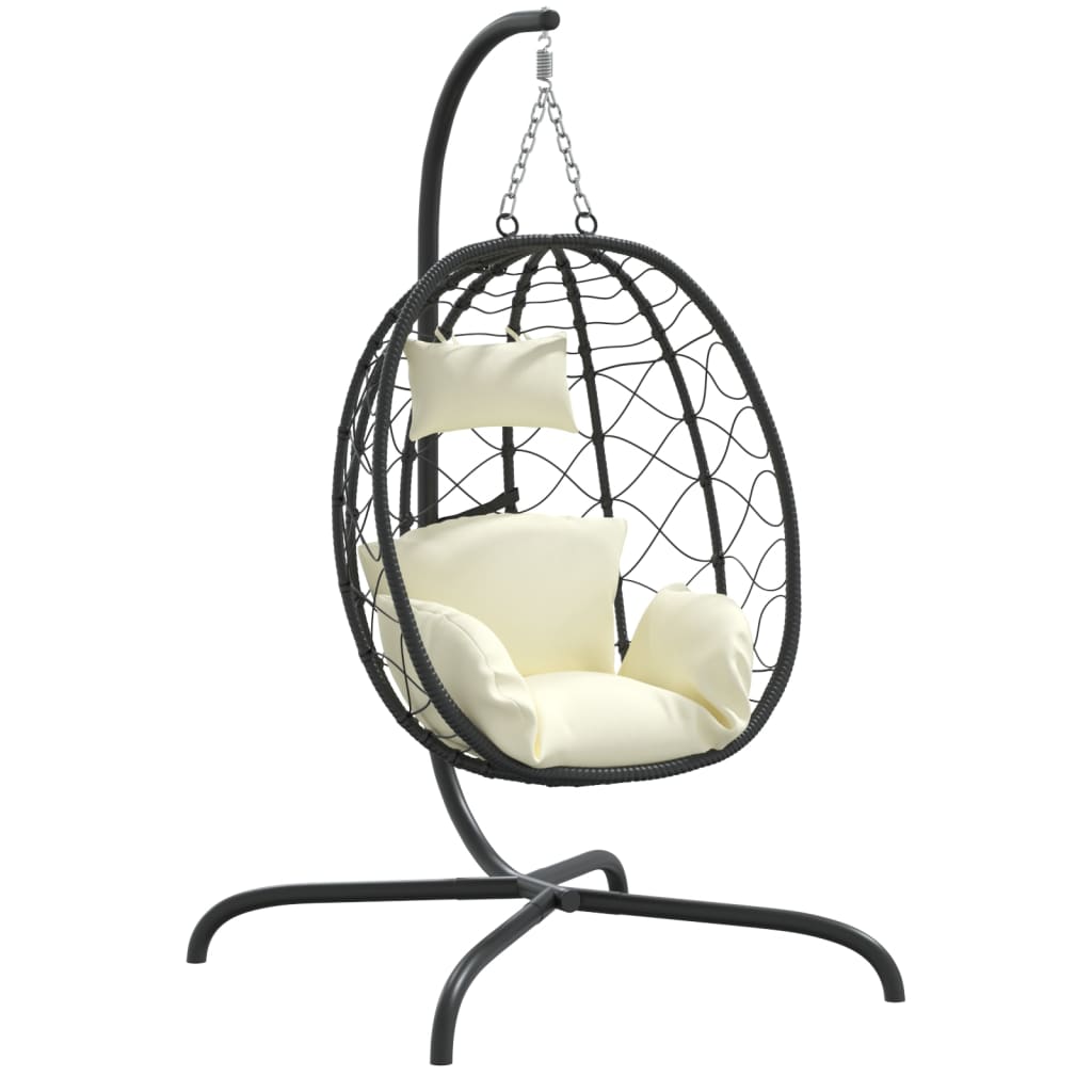 VidaXL Eier-Hängesessel mit Kissen aus cremeweißem Polyrattan-Stahl