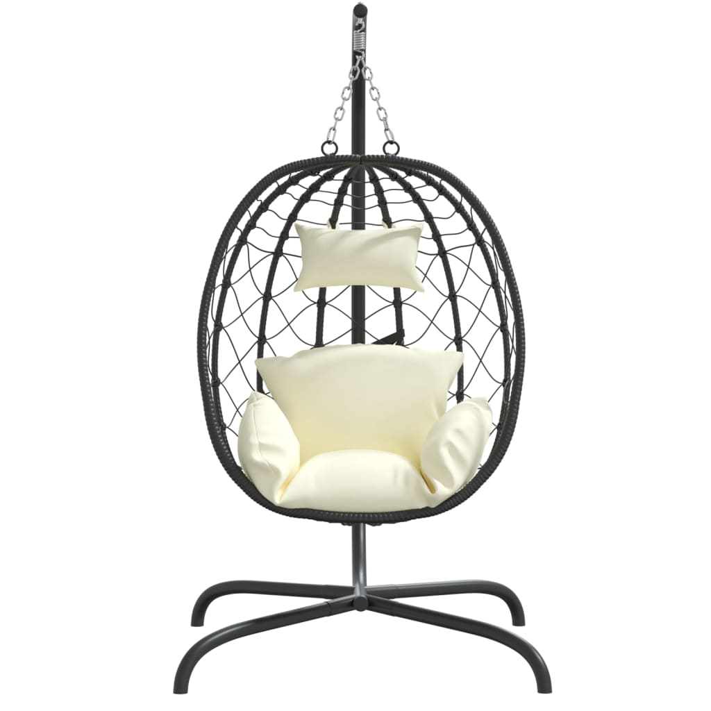 VidaXL Eier-Hängesessel mit Kissen aus cremeweißem Polyrattan-Stahl