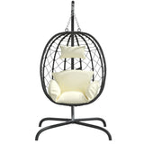 VidaXL Eier-Hängesessel mit Kissen aus cremeweißem Polyrattan-Stahl