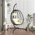 VidaXL Eier-Hängesessel mit Kissen aus cremeweißem Polyrattan-Stahl