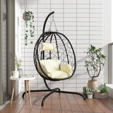 VidaXL Eier-Hängesessel mit Kissen aus cremeweißem Polyrattan-Stahl