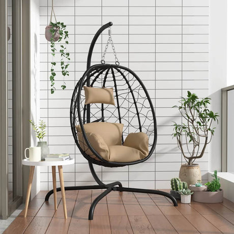VidaXL Hängesessel mit Kissen Polyrattan und Stahl Taupe