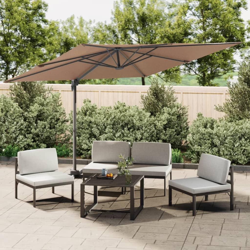 Vidaxx schwimmender Sonnenschirm mit LED-Beleuchtung 400x300 cm Taupe