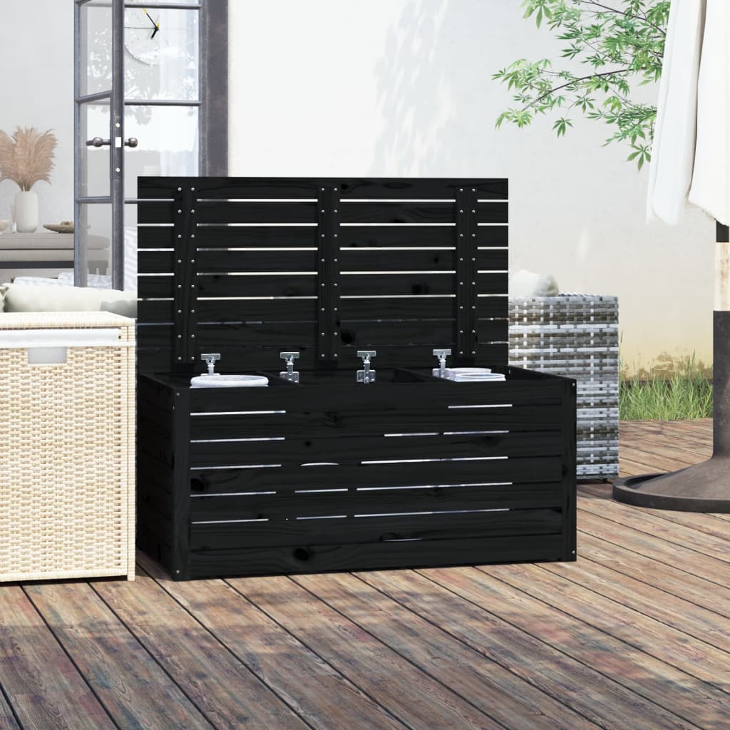 Vidaxl tuinbox 101x50,5x46,5 cm massief grenenhout zwart