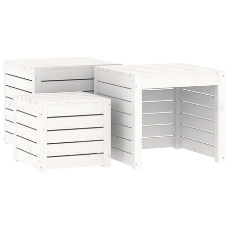 Vidaxl 3-delige tuinboxset massief grenenhout wit