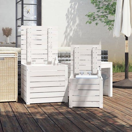 Vidaxl 3-delige tuinboxset massief grenenhout wit