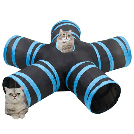 VidaXL Katzentunnel 5-fach 25 cm Polyester Schwarz und Blau