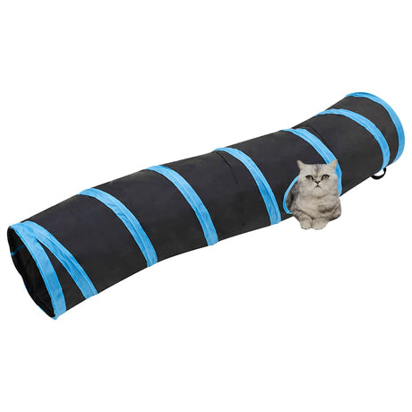 VidaXL Katzentunnel S-Form 122 cm Polyester Schwarz und Blau