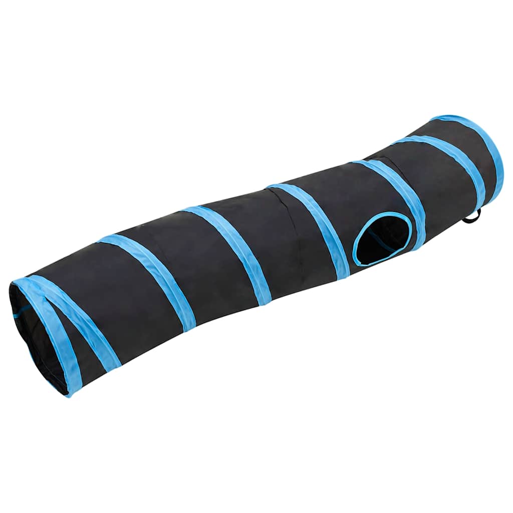 VidaXL Katzentunnel S-Form 122 cm Polyester Schwarz und Blau