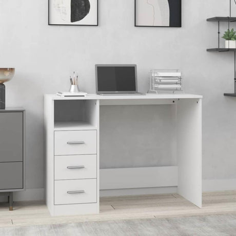 Vidaxl bureau met lades 102x50x76 cm bewerkt hout wit