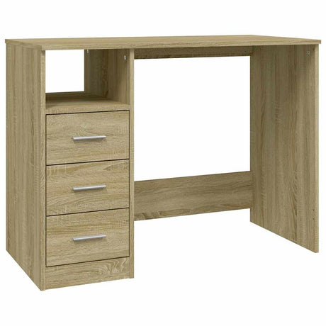 Vidaxl bureau met lades 102x50x76 cm bewerkt hout sonoma eikenkleurig