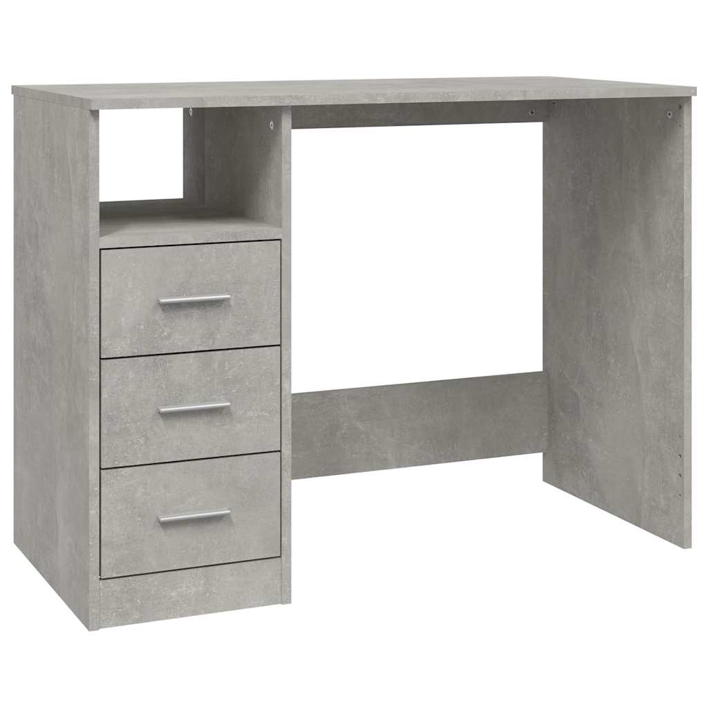 Vidaxl bureau met lades 102x50x76 cm bewerkt hout betongrijs