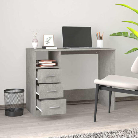 Vidaxl bureau met lades 102x50x76 cm bewerkt hout betongrijs