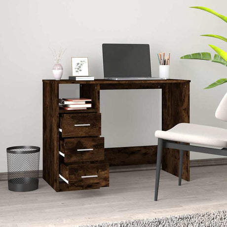 Vidaxl bureau met lades 102x50x76 cm bewerkt hout gerookt eikenkleurig