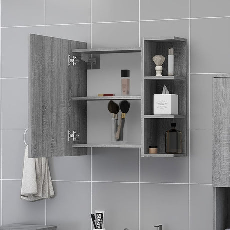 Vidaxl badkamerspiegelkast 62,5x20,5x64 cm bewerkt hout grijs sonoma