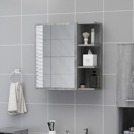 Vidaxl badkamerspiegelkast 62,5x20,5x64 cm bewerkt hout grijs sonoma