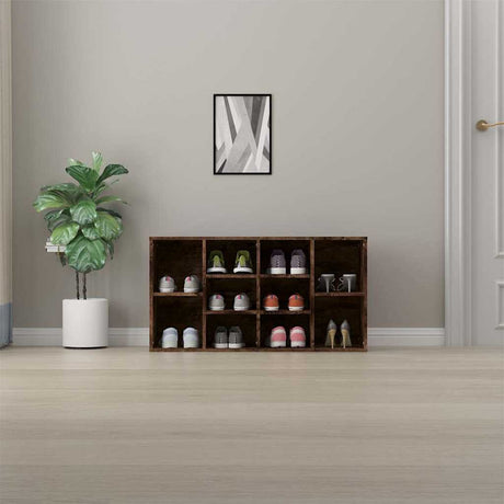 Vidaxl schoenenbank 103x30x55 cm bewerkt hout gerookt eikenkleurig