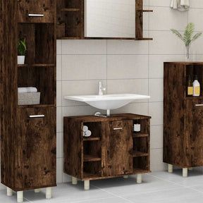 Vidaxl badkamerkast 60x32x53,5 cm bewerkt hout gerookt eikenkleurig