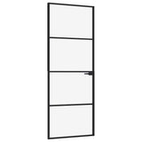 VidaXL Innentür 76x201,5 cm gehärtetes Glas und Aluminium schmal schwarz