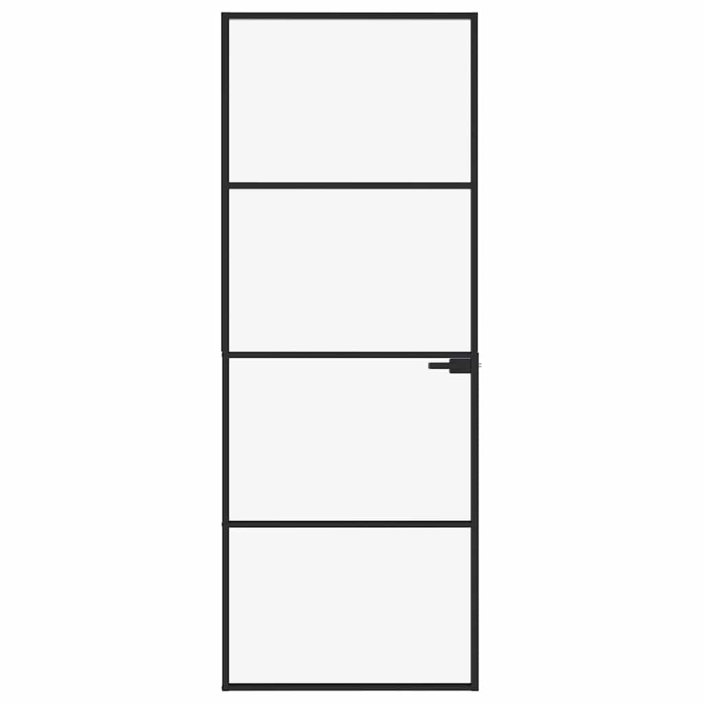VidaXL Innentür 76x201,5 cm gehärtetes Glas und Aluminium schmal schwarz