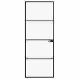VidaXL Innentür 76x201,5 cm gehärtetes Glas und Aluminium schmal schwarz