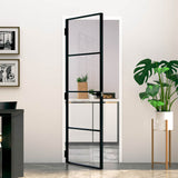 VidaXL Innentür 76x201,5 cm gehärtetes Glas und Aluminium schmal schwarz