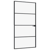 VidaXL Innentür 102x201,5 cm gehärtetes Glas und Aluminium schmal schwarz