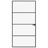 VidaXL Innentür 102x201,5 cm gehärtetes Glas und Aluminium schmal schwarz