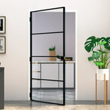 VidaXL Innentür 102x201,5 cm gehärtetes Glas und Aluminium schmal schwarz