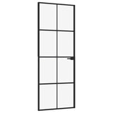 VidaXL Innentür 76x201,5 cm gehärtetes Glas und Aluminium schmal schwarz
