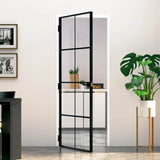 VidaXL Innentür 76x201,5 cm gehärtetes Glas und Aluminium schmal schwarz